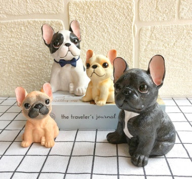Resinfigur Fransk Bulldog – Söt Dekorationsstatyer för Hundvänner | Realistisk Hunddekor