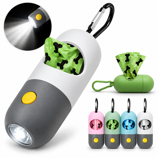 Hundbajspåsehållare med LED-lampa – Perfekt för mörka kvällspromenader